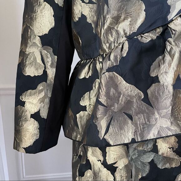 Ashro Larhonda Wardrober 3 Pc Peplum Jacket Skirt Pants Gold Black 12 - Picture 7 of 15